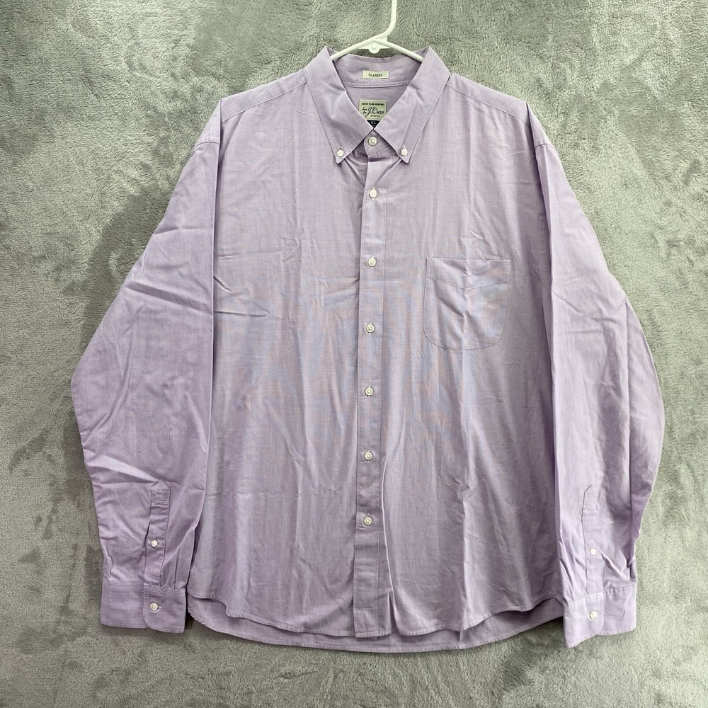 J.Crew Mens XL Purple Fine Stripe LS Button Down 2-Ply Cotton Shirt Secret Wash